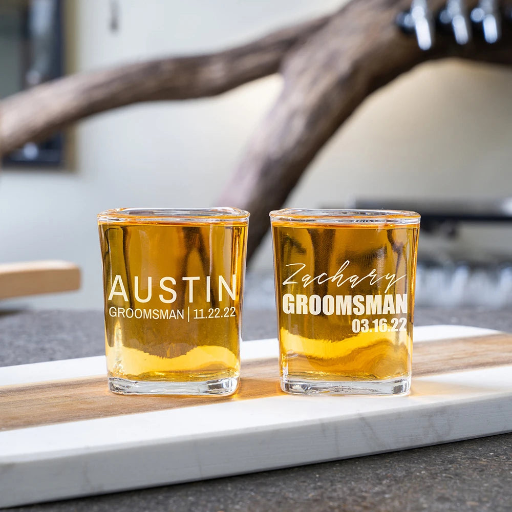 Personalised Square Shot Glasses for Wedding Day Toast I'm Getting Married.