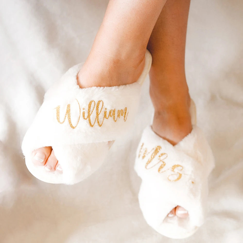 Personalised Fluffy Slippers for Bride & Bridesmaids I'm Getting Married.