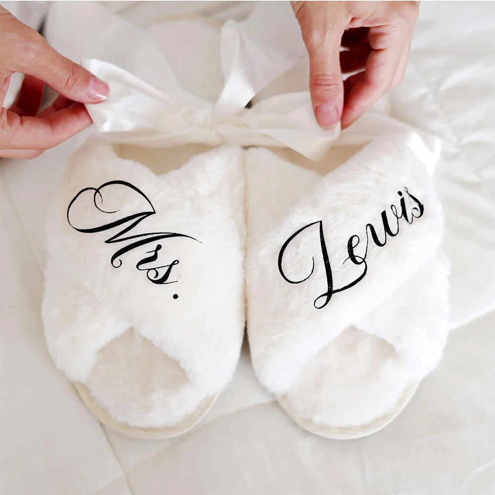 Personalised Fluffy Slippers for Bride & Bridesmaids I'm Getting Married.