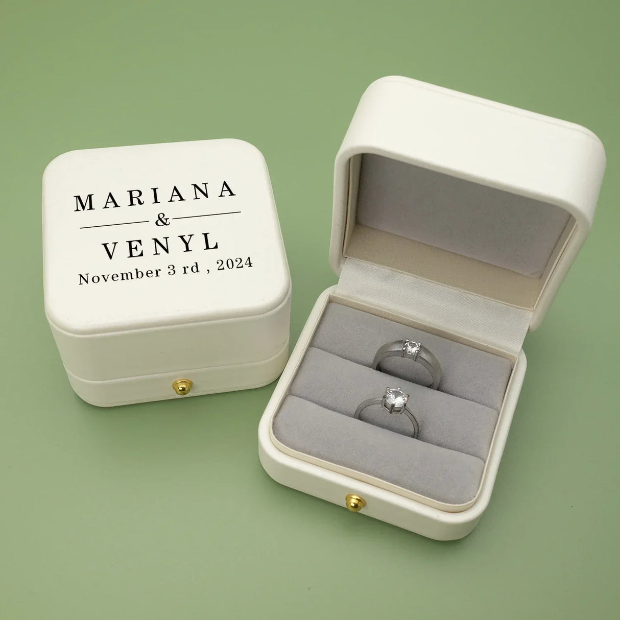 Personalised Wedding Ring Bearer Box - 2 Rings I'm Getting Married.