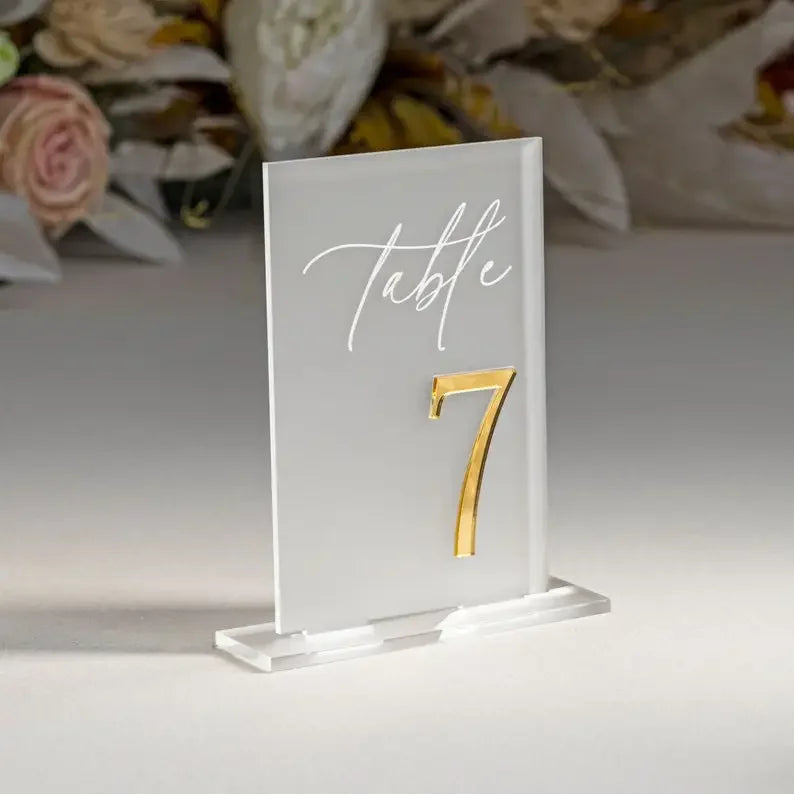 White Acrylic Modern Wedding Table Numbers I'm Getting Married.