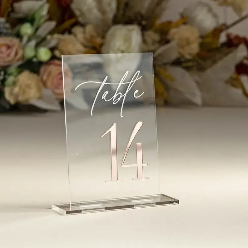 White Acrylic Modern Wedding Table Numbers I'm Getting Married.