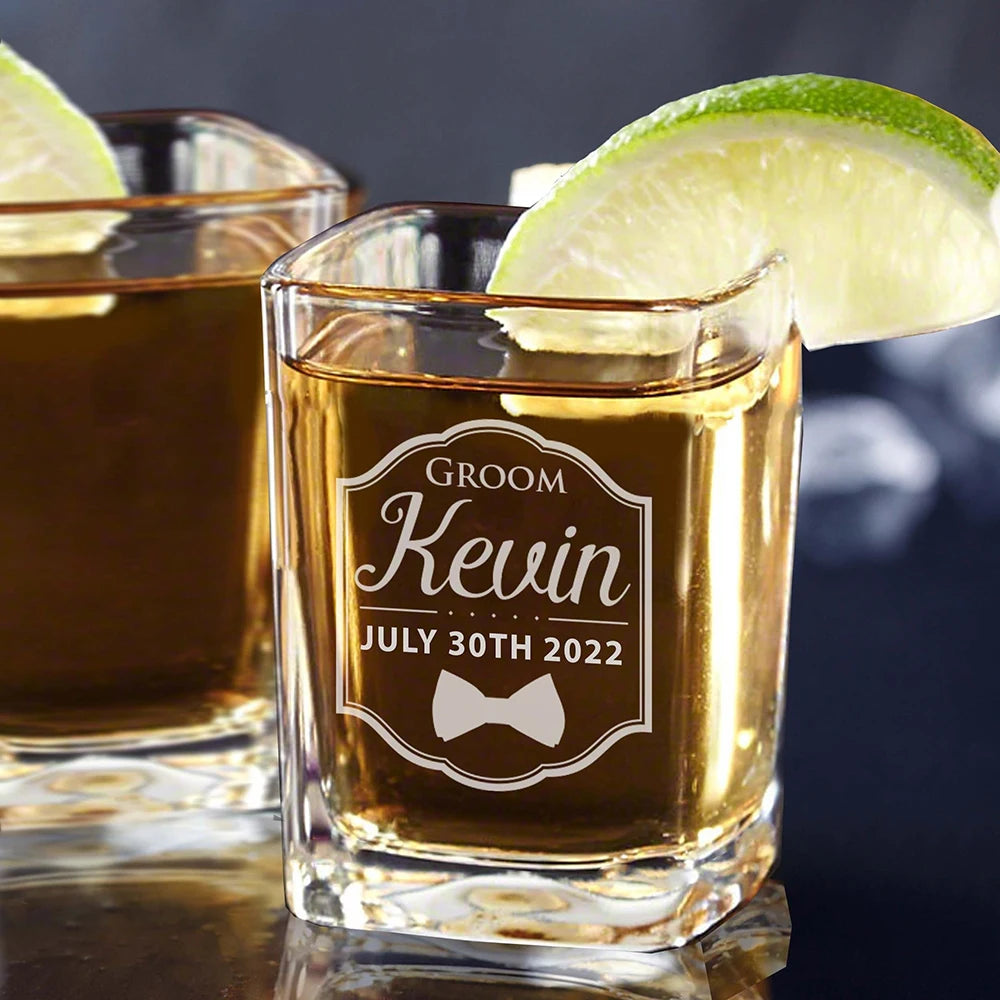 Personalised Square Shot Glasses for Wedding Day Toast I'm Getting Married.