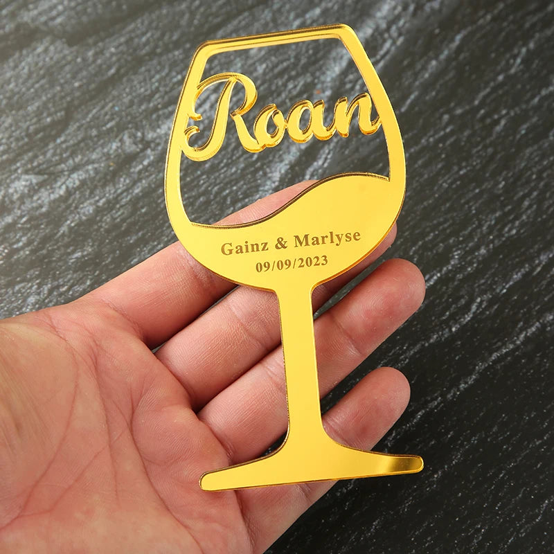 Personalised Wooden Wine Glass Place Cards I'm Getting Married.