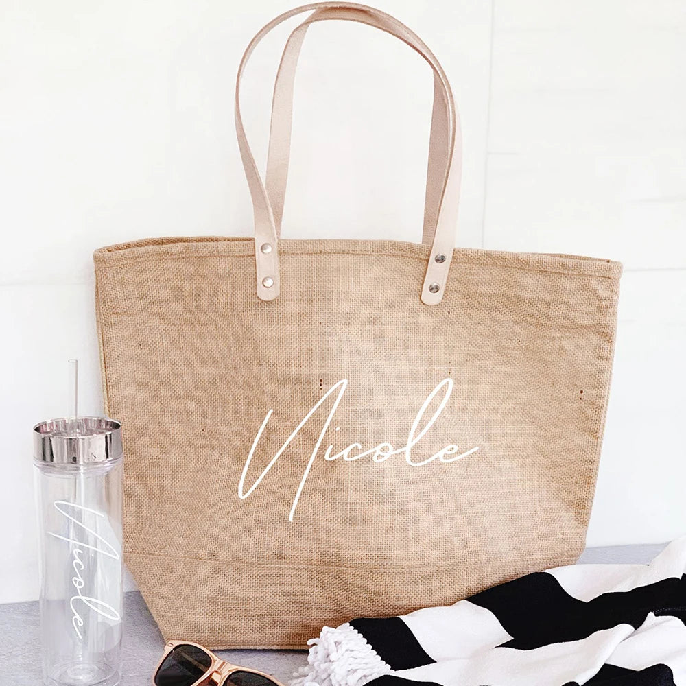 Personalised Bridesmaid Beach Tote Bag I'm Getting Married.