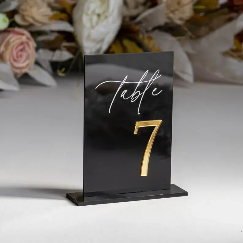 White Acrylic Modern Wedding Table Numbers I'm Getting Married.