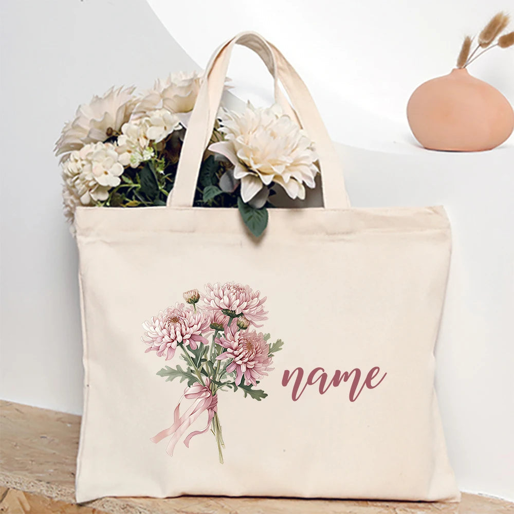 Personalised Birth Flower Tote Bag I'm Getting Married.