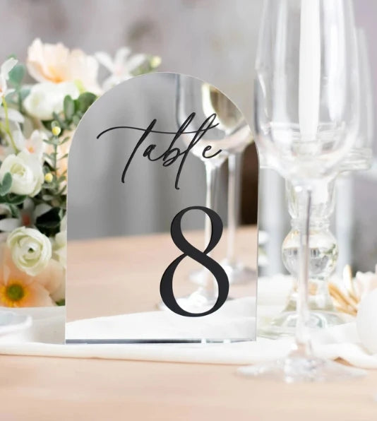 Acrylic 3D Arch Mirror Wedding Table Numbers I'm Getting Married.
