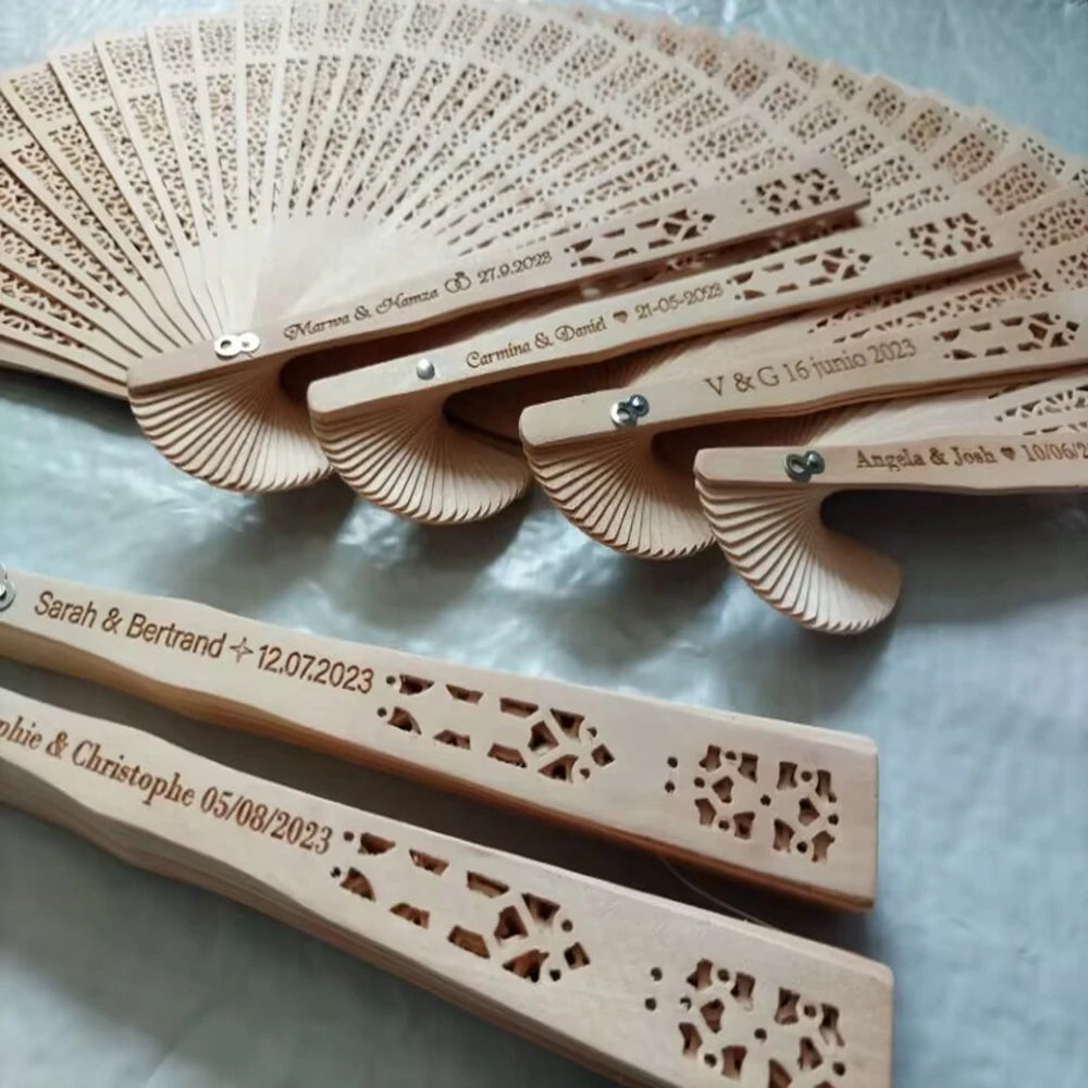 Personalised Wooden Hand Fans – Custom Engraved (50/75qty) I'm Getting Married.