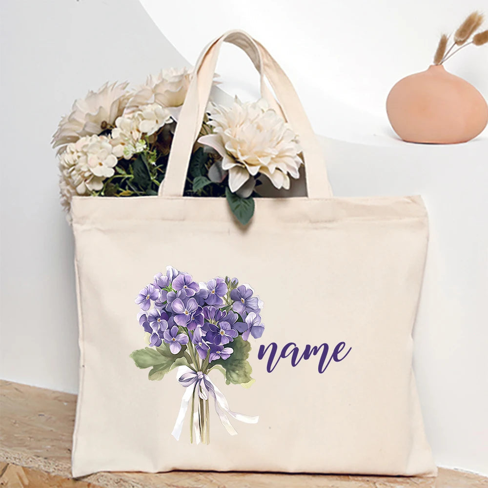 Personalised Birth Flower Tote Bag I'm Getting Married.