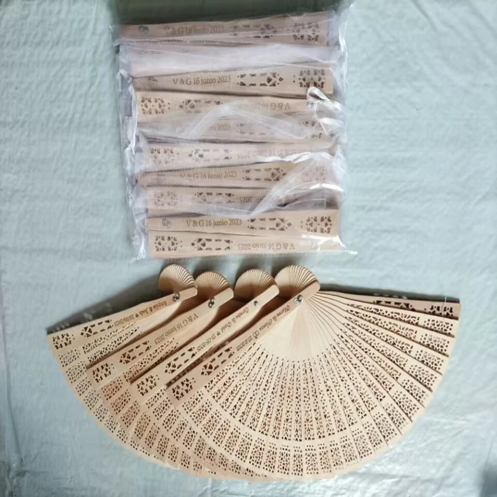 Personalised Wooden Hand Fans – Custom Engraved (50/75qty) I'm Getting Married.