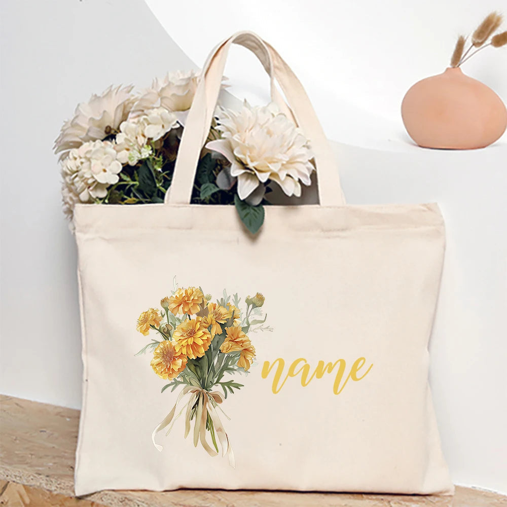 Personalised Birth Flower Tote Bag I'm Getting Married.