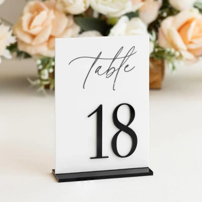 White Acrylic Modern Wedding Table Numbers I'm Getting Married.