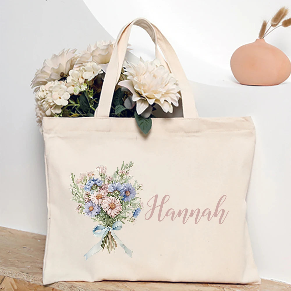 Personalised Birth Flower Tote Bag I'm Getting Married.