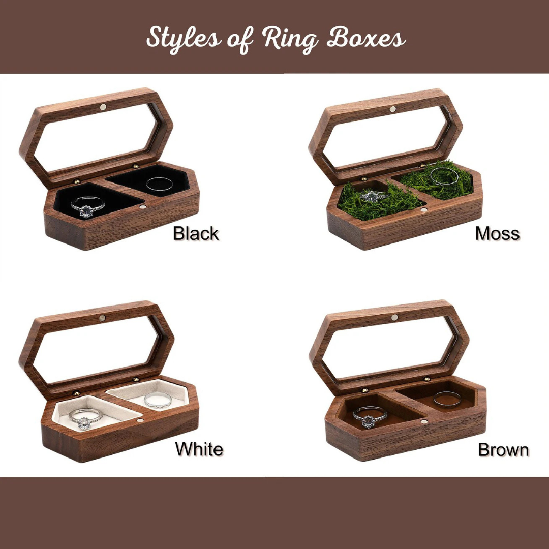 Personalised Walnut Wooden Ring Box I'm Getting Married.