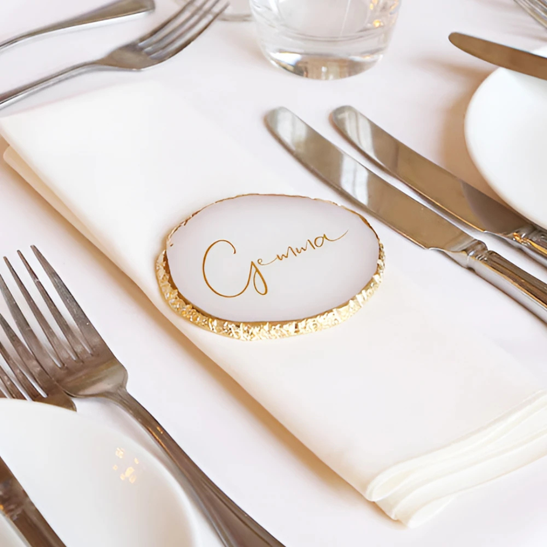 Personalised Resin Agate Coasters Place Cards I'm Getting Married.