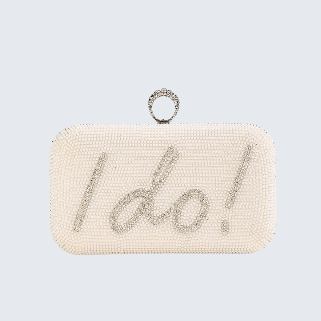 Pearl Beading Bridal Wedding Day Clutch I'm Getting Married.