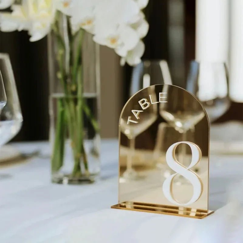 Acrylic 3D Arch Mirror Wedding Table Numbers I'm Getting Married.
