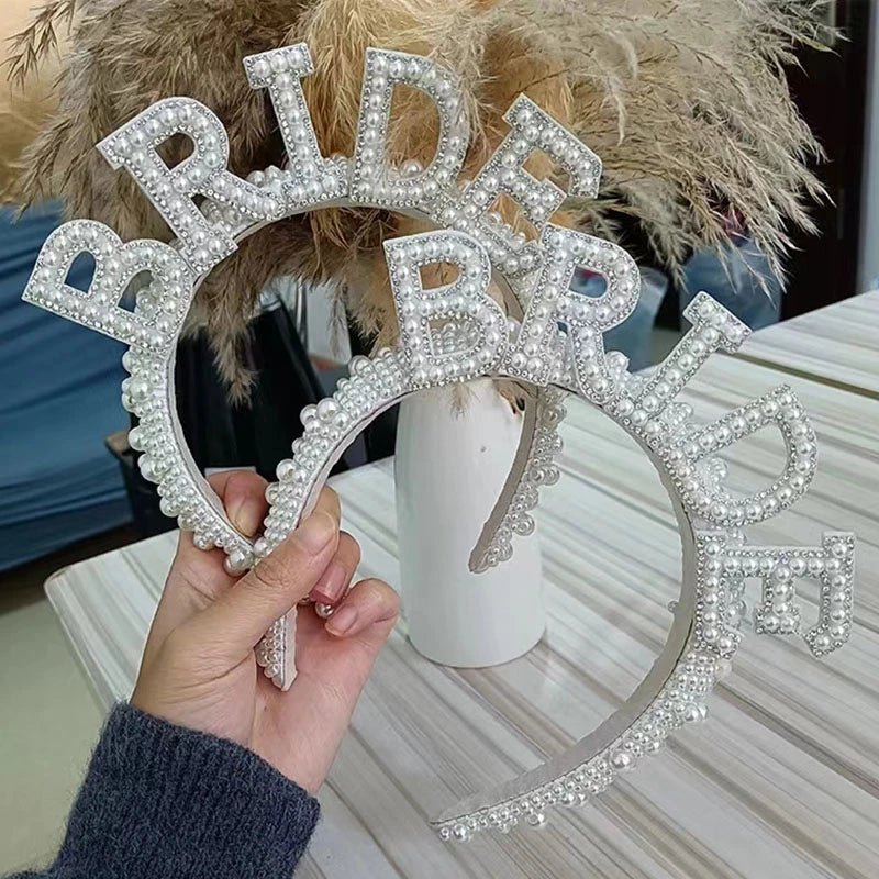 Bride to be Pearl Crown Headband I'm Getting Married.