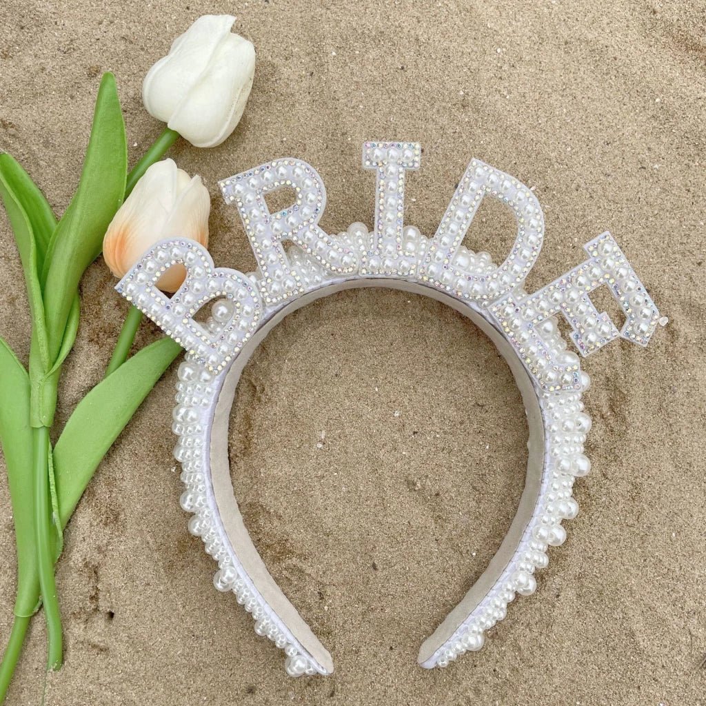 Bride to be Pearl Crown Headband I'm Getting Married.