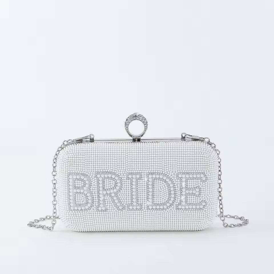 Pearl Beading Bridal Wedding Day Clutch I'm Getting Married.
