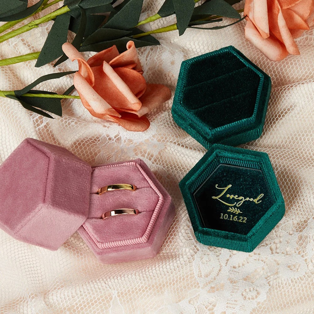 Personalised Velvet Ring Box Wedding I'm Getting Married.