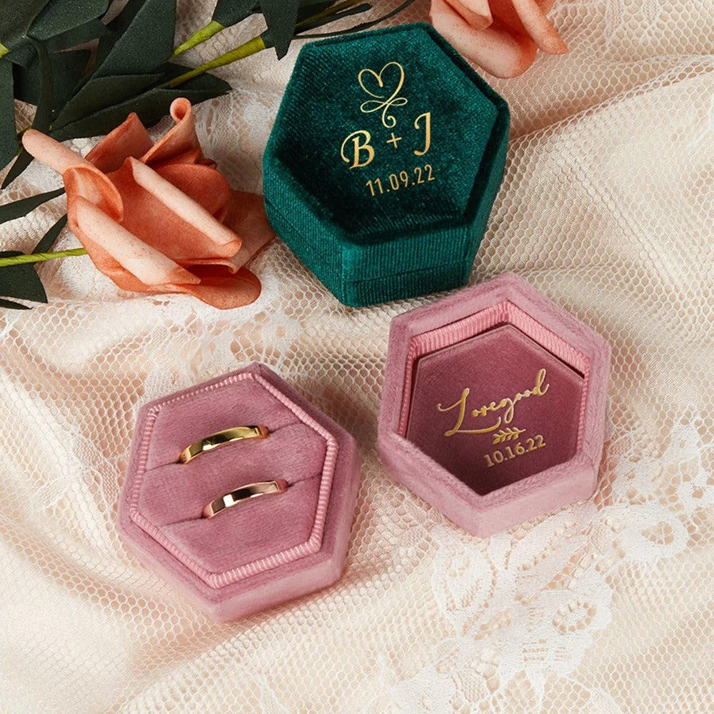 Personalised Velvet Ring Box Wedding I'm Getting Married.