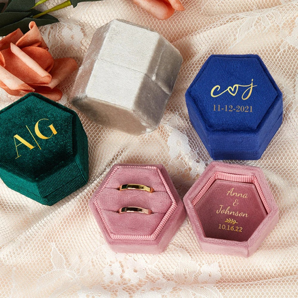Personalised Velvet Ring Box Wedding I'm Getting Married.