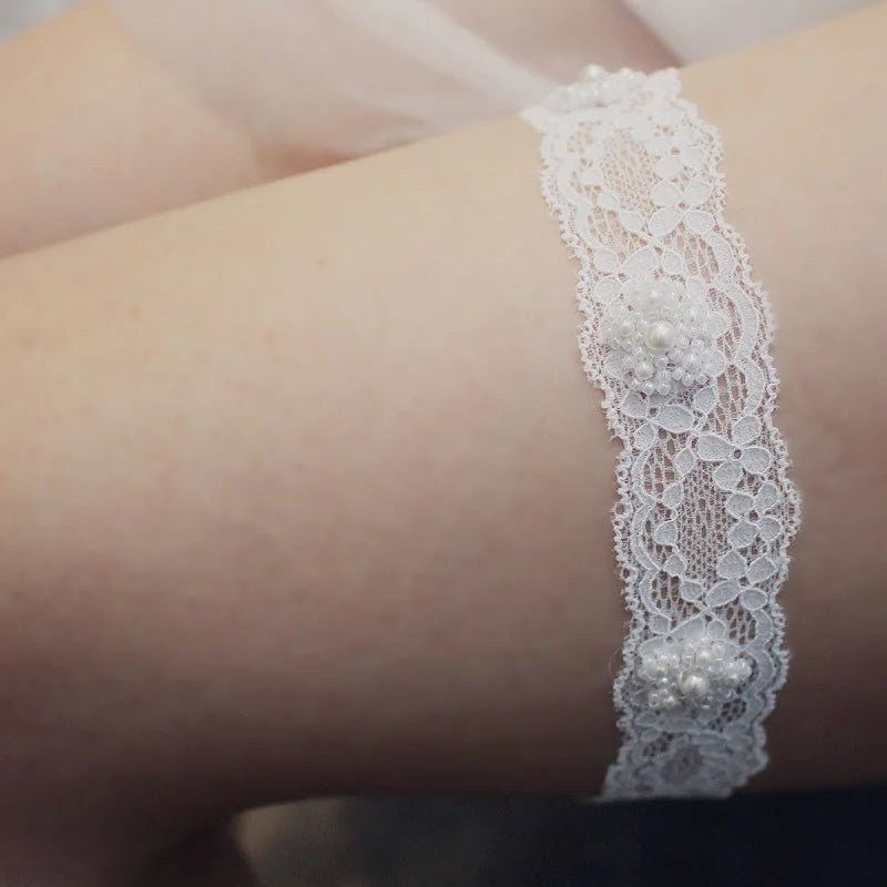 Pearl Lace Bridal Wedding Day Garter I'm Getting Married.