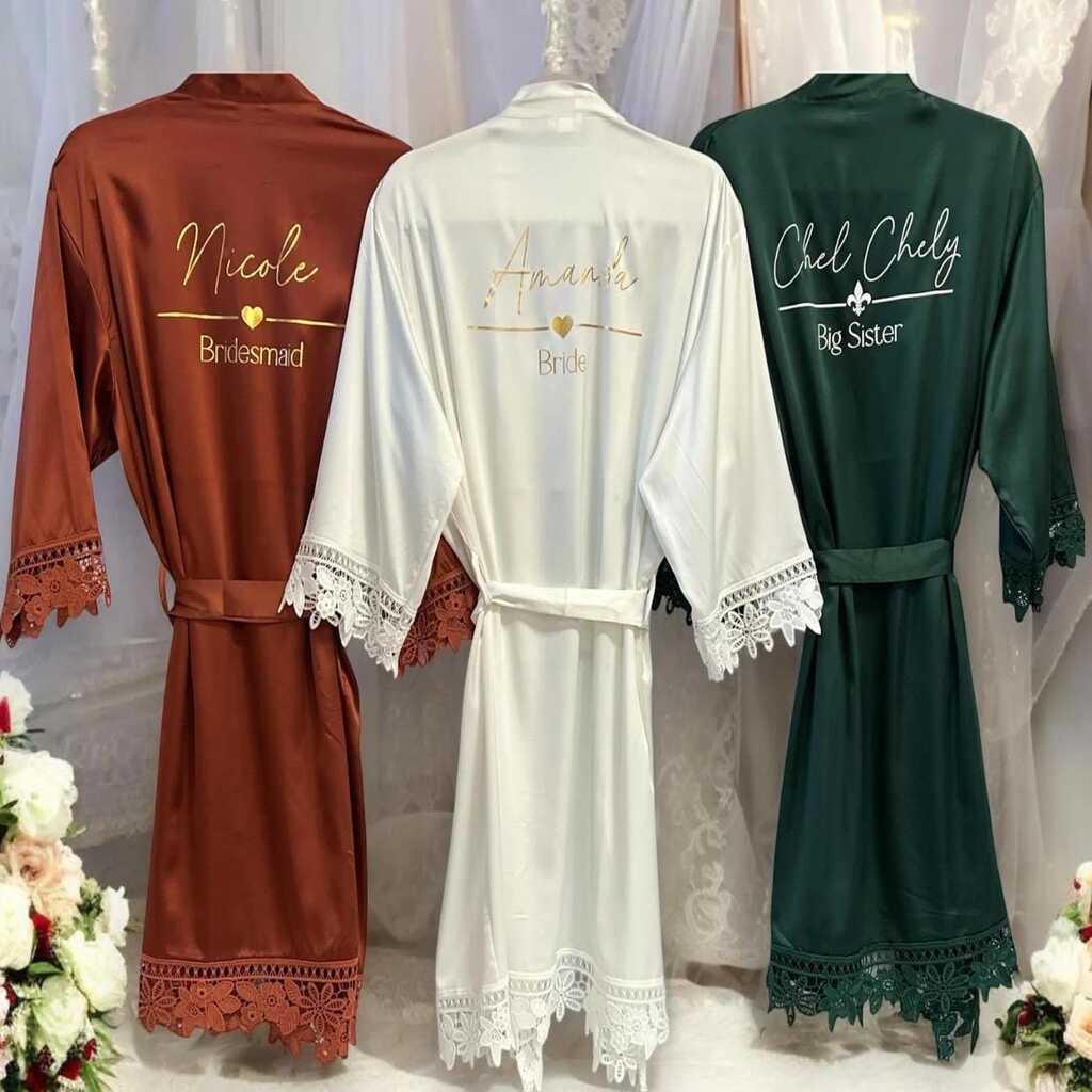 Personalised Satin Luxe Wedding Day Bridal Robe I'm Getting Married.