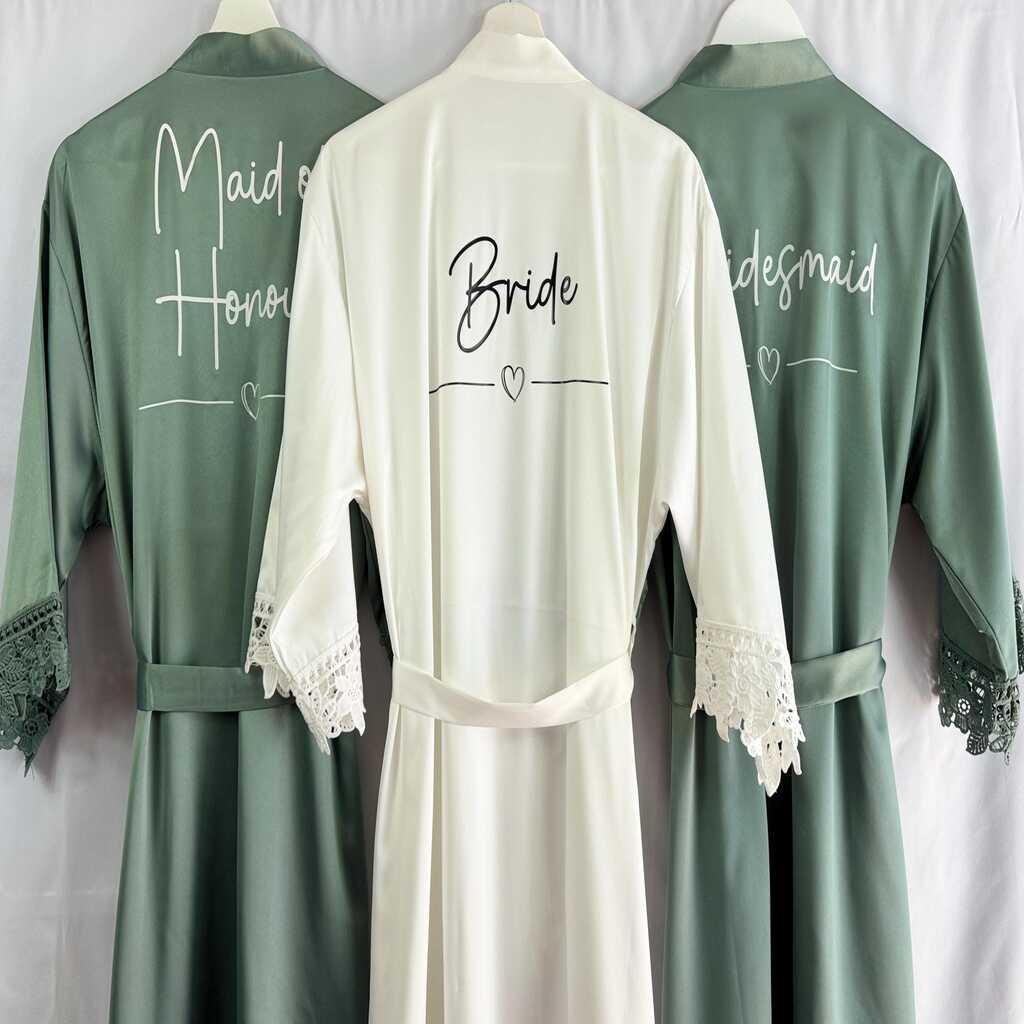 Personalised Satin Luxe Wedding Day Bridal Robe I'm Getting Married.