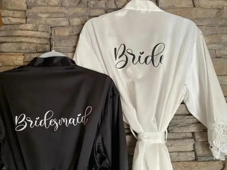 Personalised Satin Luxe Wedding Day Bridal Robe I'm Getting Married.