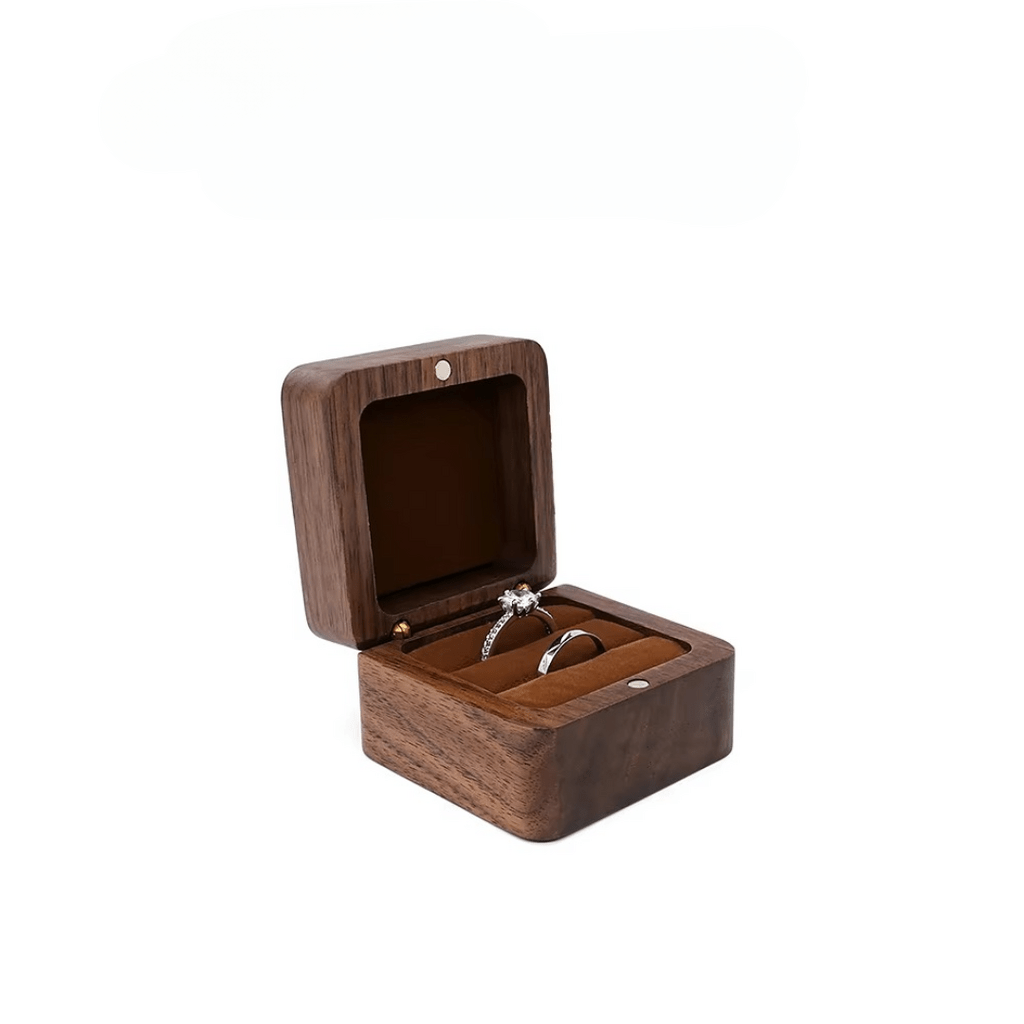 Personalised Wooden Ring Box - 2 Rings I'm Getting Married.