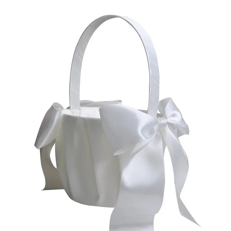White Flower Girls Basket - Elegant Wedding Decor I'm Getting Married.