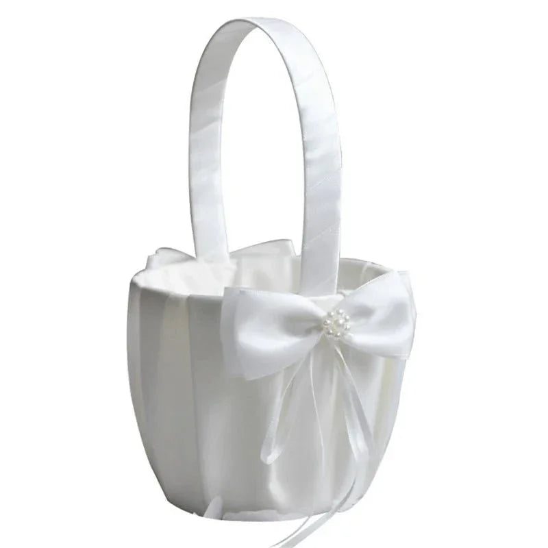 White Flower Girls Basket - Elegant Wedding Decor I'm Getting Married.