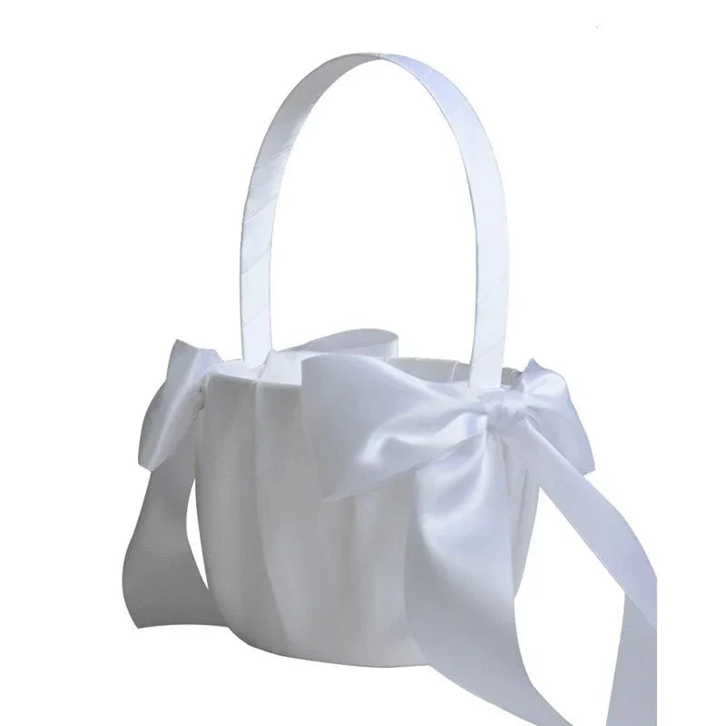 White Flower Girls Basket - Elegant Wedding Decor I'm Getting Married.