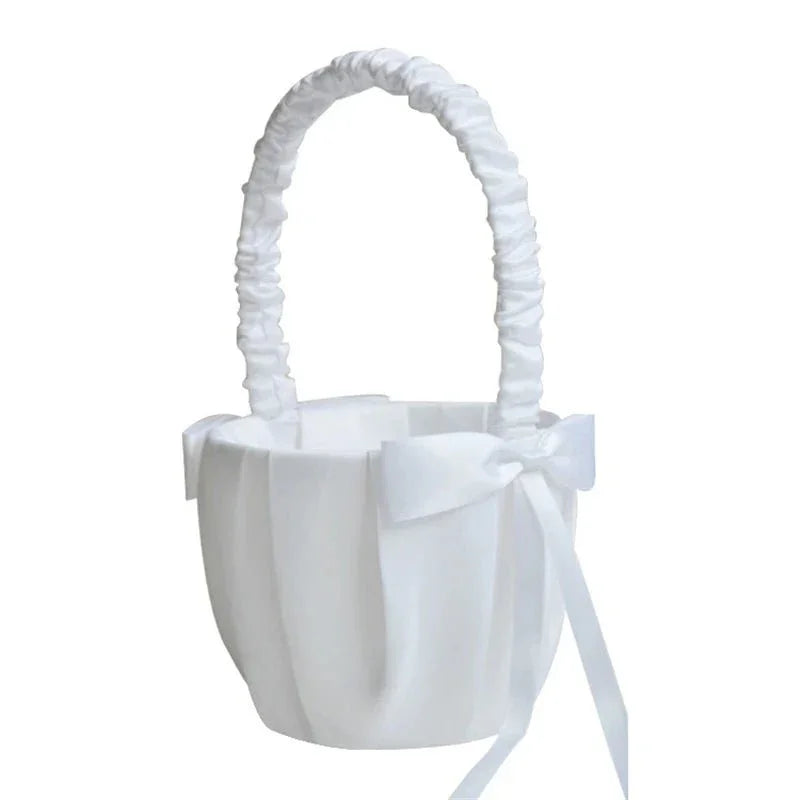 White Flower Girls Basket - Elegant Wedding Decor I'm Getting Married.