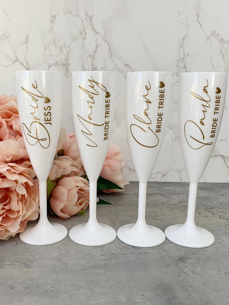 White Champagne Flute Personalised  - Bridal Party Gift I'm Getting Married.