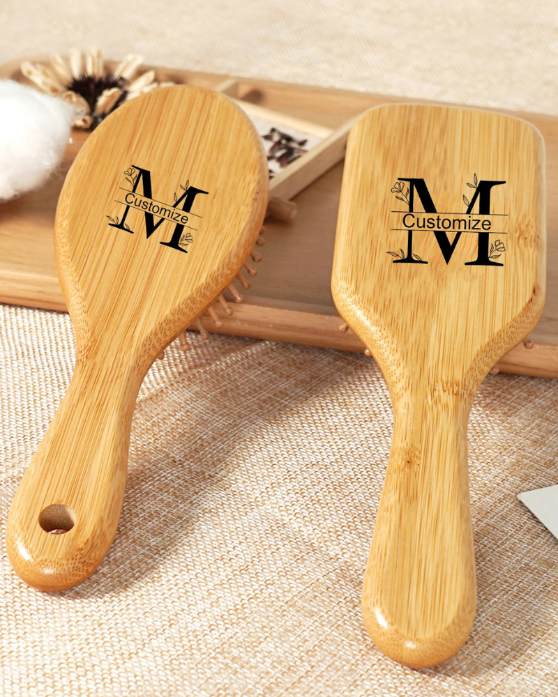 Personalised Wooden Hair Brush - Bridesmaid Wedding Day Gift