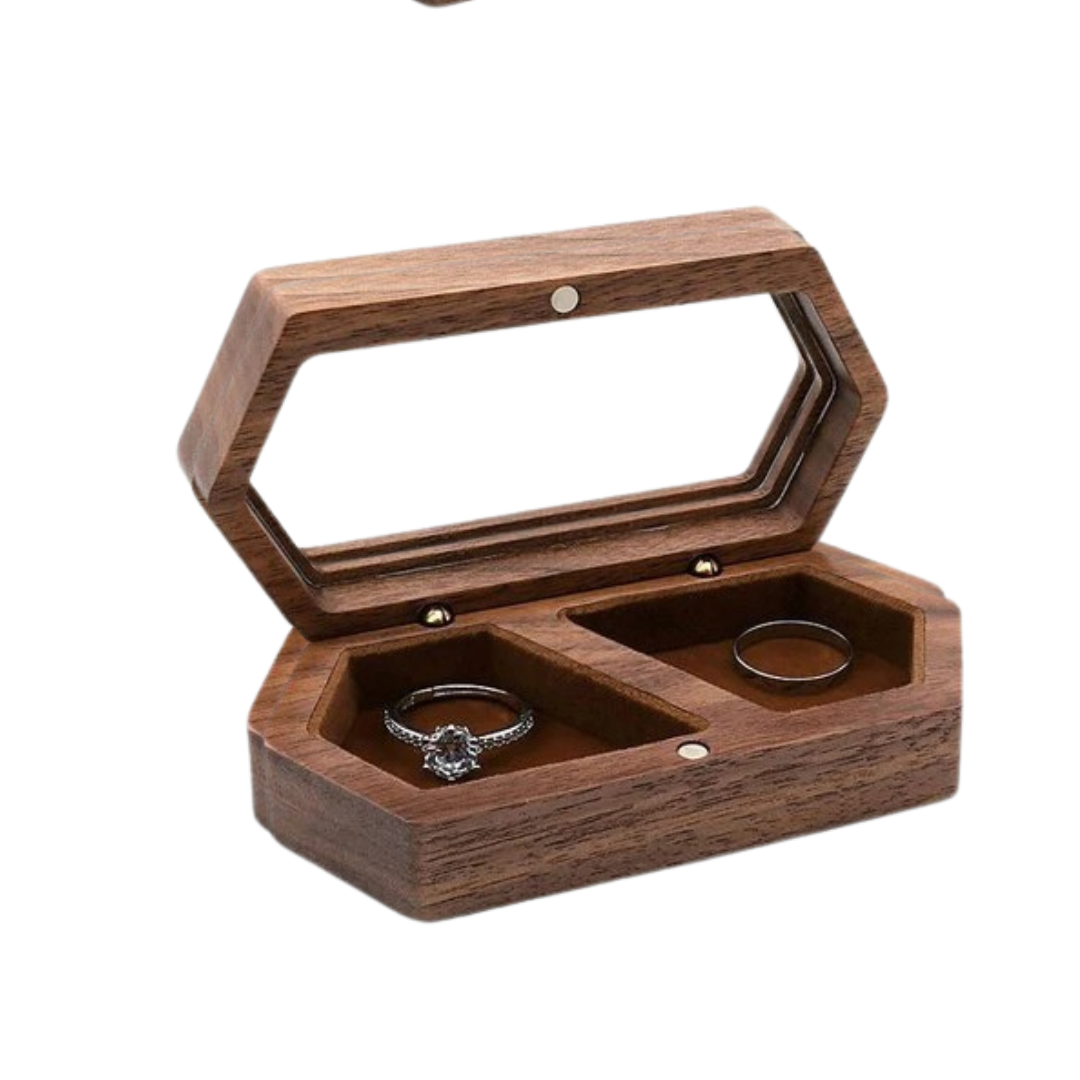 Personalised Walnut Wooden Ring Box I'm Getting Married.