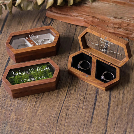 Personalised Walnut Wooden Ring Box I'm Getting Married.