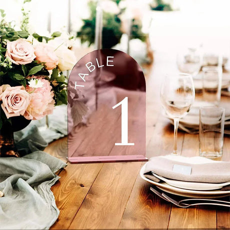 Acrylic 3D Arch Mirror Wedding Table Numbers I'm Getting Married.