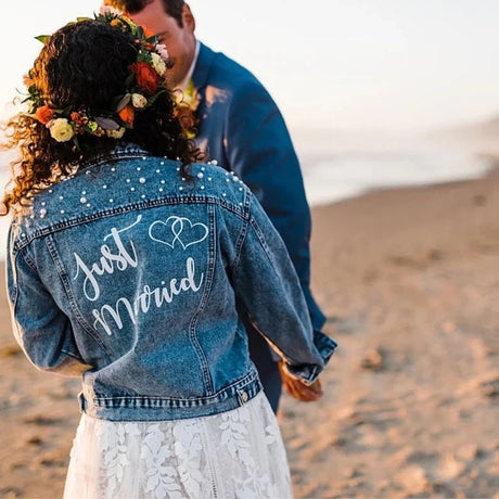 Personalised Pearl Denim Jacket I'm Getting Married.