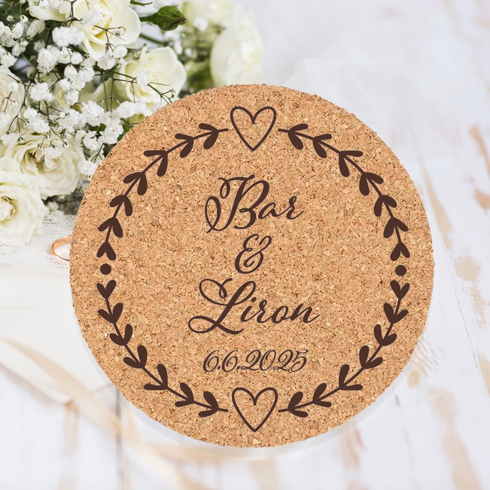 Personalised Round Cork Coaster Place Cards - Set of 10 I'm Getting Married.