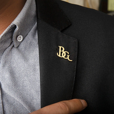 Personalised Stainless Steel Groom Initials Lapel Brooch I'm Getting Married.