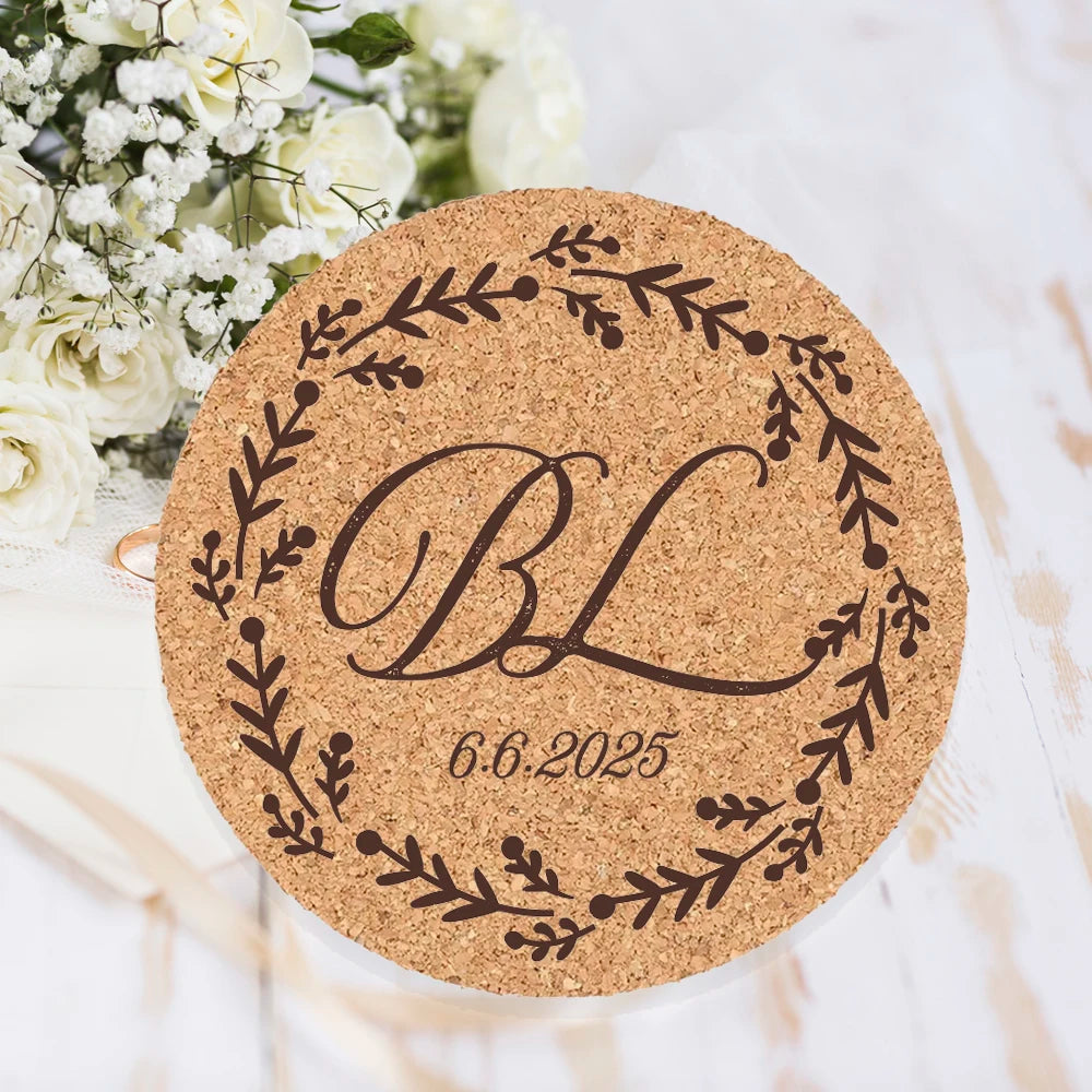 Personalised Round Cork Coaster Place Cards - Set of 10 I'm Getting Married.