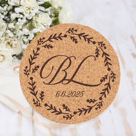 Personalised Round Cork Coaster Place Cards - Set of 10 I'm Getting Married.