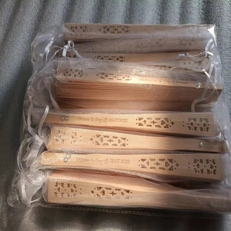 Personalised Wooden Hand Fans – Custom Engraved (50/75qty) I'm Getting Married.