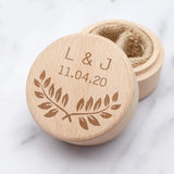 Personalised Wooden Wedding Ring Box with Floral Accent I'm Getting Married.