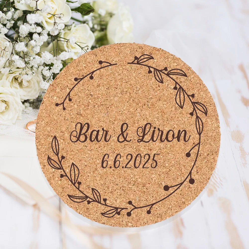 Personalised Round Cork Coaster Place Cards - Set of 10 I'm Getting Married.
